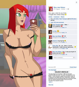 1girls artist_request big_breasts breasts chat facebook female female_focus hairy_pussy hent light-skinned_female light_skin marvel marvel_comics mary_jane_watson mary_jane_watson_(spectacular) pubic_hair pussy red_hair selfie solo solo_female spider-man_(series) the_spectacular_spider-man wide_hips