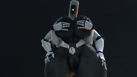 3d big_breasts breasts female genitals glados glados_(humanoid) humanoid machine portal_(series) pussy rayhuma robot robot_humanoid solo valve wide_hips