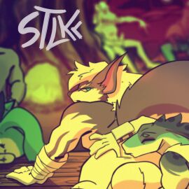 anal animal_humanoid animated anthro anus background_sex balls big_balls bonfire cat_humanoid domestic_cat fan_character felid felid_humanoid feline feline_humanoid felis fellatio fire genitals group group_sex hi_res humanoid hut male male/male male_only mammal mammal_humanoid medieval_fantasy medieval_style muscular oral orgy pantherine penile penis rimming rimming_male sex stlkr tiger trio