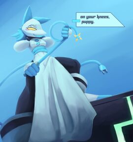 anthro blue_hair deltarune female furry lennoxicon machine robot robot_girl tasque_manager_(deltarune)