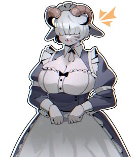 ass big_ass big_breasts big_butt big_thighs big_titties breasts clothing curvaceous curvaceous_female curvaceous_figure curvy curvy_figure curvy_hips dayronz1 female female_focus female_only furry furry_female furry_only goat goat_girl horn maid maid_headdress maid_uniform original original_character short_hair white_fur white_hair