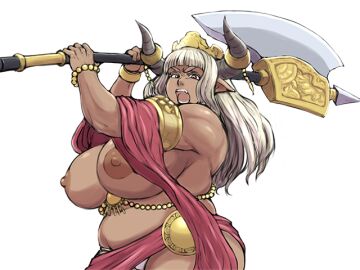 1girls anthro attack attacking axe bell belly big_boobies big_breasts big_horns big_titties blonde-haired_female blonde_hair boobs_bigger_than_head bracelet breasts_bigger_than_head breasts_out brown_eyes brown_eyes_female choker chubby cow_demon cow_demon_queen_(mgq) cow_ears cow_girl cow_horns cowbell cowgirl crown curvy curvy_body curvy_female curvy_figure curvy_hips female fierce frown frowning gold gold_(metal) gold_bracelet gold_choker gold_jewelry horns monster_girl monster_girl_quest monster_girl_quest_paradox pointy_ears priestess queen tan tan-skinned_female tan_body tan_skin tanned tanned-skinned_female tanned_female tanned_girl tanned_skin thick thick_body thick_boobies thick_boobs thick_breasts thick_hips thick_lips thick_tits thick_titties warrior white_panties