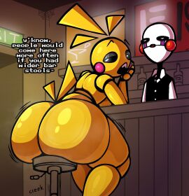1boy 1girls animatronic animatronic_female arms ass ass_bigger_than_body ass_focus avian bar beer big_ass big_butt big_hips big_thighs bird black_eyebrows black_sclera blonde_hair blush blush_stickers bottom_heavy breastless breasts bubble_ass bubble_butt butt casual casual_nudity chicken child_bearing_hips clothed clothed_male clothed_male_nude_female clothes clothing completely_nude dialogue digital_drawing_(artwork) digital_media_(artwork) drunk duo english_text exhibitionism eyebrows fat_ass fat_butt female female_focus fingers five_nights_at_freddy's five_nights_at_freddy's_2 funny funny_face furniture furry galliform gallus_(genus) glowing glowing_eyes hands hi_res hips huge_ass huge_butt huge_hips huge_thighs humanoid legs lips lipstick low-angle_view machine makeup male marionette_(fnaf) motion_lines movement_lines naked naked_female nanodude78 narrowed_eyes nude nude_female only_one_naked pear-shaped_figure pear_shaped pear_shaped_female phasianid pink_blush public public_nudity puppet_(fnaf) rear_view red_blush red_lips robot robot_girl robot_humanoid rosy_cheeks scottgames sharp_teeth sitting sitting_on_stool skinny_male spider_web stool suit tagme tail talking teasing teeth text thick thick_ass thick_butt thick_hips thick_thighs thighs thunder_thighs toy_chica_(fnaf) video_game video_game_character video_game_franchise video_games voluptuous voluptuous_body voluptuous_female web white_body white_eyes wide_ass wide_butt wide_hips wide_thighs yellow_body yellow_tail