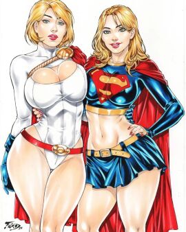 ass big_ass big_breasts blonde_hair blue_eyes breasts bubble_ass bubble_butt dc dc_comics ed_benes_studio female fred_benes huge_ass huge_breasts kara_danvers kara_zor-el karen_starr large_ass large_breasts legs multiple_females multiple_girls power_girl supergirl superman_(series) thick thick_ass thick_thighs