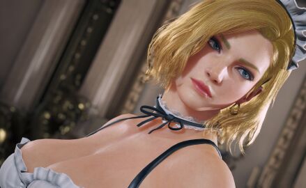 1girls 3d big_breasts breasts female maid_headdress maid_uniform nina_williams tekken tekken_8