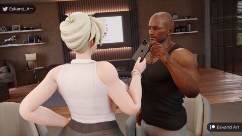 3d ass big_ass big_butt big_penis black_penis dark-skinned_male dark_skin erection eskandart female high_resolution highres huge_ass huge_butt interracial male masturbation mercy overwatch overwatch_2 penis tagme