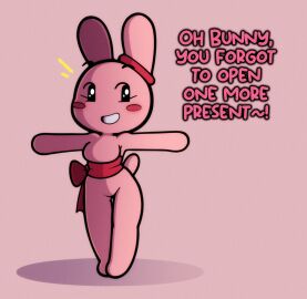 anthro breasts bunny_maloney candy_bunny dialogue english_text featureless_breasts female looking_at_viewer present rabbit smiling smiling_at_viewer tagme thehenwithatie