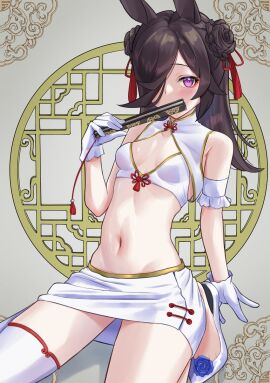 black_hair breasts female petite purple_eyes qipao rice_shower_(umamusume) small_breasts umamusume