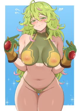1girls ahoge armpit_crease blush bodypaint border breasts cameltoe collarbone covered_erect_nipples cowboy_shot crop_top curvy deku's_photo_of_hagakure_toru female green-haired_female green_eyes green_hair green_panties groin hagakure_toru hands_up highres large_breasts light-skinned_female long_hair messy_hair my_hero_academia navel panties pointing pointing_at_self post-timeskip revealing_clothes sleeptopi slim_waist solo stomach superheroine thigh_gap thighs tooru_hagakure tooru_hagakure_(post-timeskip) tooru_hagakure_(visible) underwear very_long_hair wavy_hair white_border wide_hips