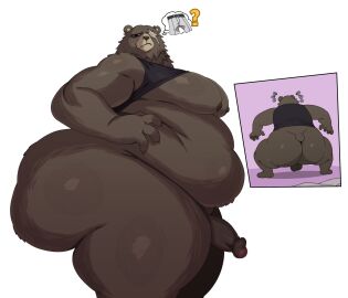 anthro ass balls bara bear belly belly_fetish belly_folds belly_squish ben_bigger big_ass big_ass_(male) big_belly big_breasts big_butt big_moobs black_clothing black_shirt black_topwear bottomwear breasts brown_bear brown_body brown_fur brown_nipples bulk chubby chubby_male clothing fat_folds fat_squish fur gay genitals grizzly_bear hi_res huge_ass huge_belly huge_breasts huge_butt huge_moobs hyper hyper_ass hyper_belly hyper_butt male male_focus male_with_breasts mammal mihoyo moobs morbidly_obese morbidly_obese_anthro morbidly_obese_male musclegut muscular nipples obese obese_anthro obese_male overweight overweight_anthro overweight_male pants penis shirt simple_background solo squish sssonic2 thick_thighs topwear ursine white_background yaoi zenless_zone_zero