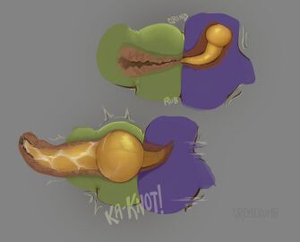 absurd_res anthro anthro_on_anthro anthro_penetrated anthro_penetrating anthro_penetrating_anthro bent_over big_knot big_penis cremekuma duo faceless_anthro faceless_character faceless_female faceless_male female female_penetrated from_behind_position genitals green_body grey_background hi_res huge_cock huge_knot internal knot knotted_penis male male/female male_penetrating male_penetrating_female penetration penis purple_body scalie sex simple_background standing standing_sex