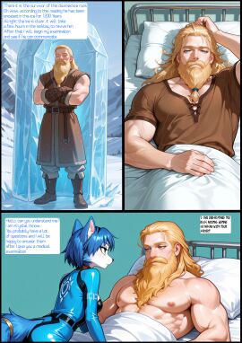 ai_generated comic_page english_text frozen furry_female hospital_room human_male ice krystal krystal_(star_fox) self_upload