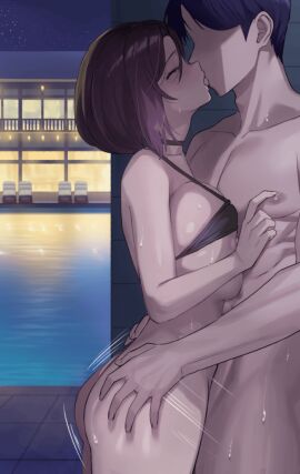 1boy animated animated_gif aroused ass big_breasts bikini blush bouncing_breasts breasts cleavage closed_eyes clothed deep_penetration faceless_male female fit fit_female happy happy_sex horny jagaimo jung_yujin_(kkamja) kissing kissing_while_penetrated kkamja large_ass large_breasts light-skinned_female light_skin looking_pleasured making_out male male_nipple_stimulation male_nipple_tweak moan moaning moaning_in_pleasure nipples one_eye_closed open_mouth original passionate penetration pool pussy sex slim_waist standing_sex sweat sweatdrop swim_suit swimsuit thrusting uncensored vaginal_penetration