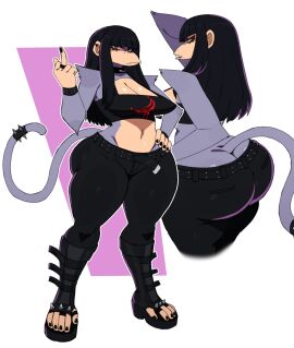 1girls ass ass_cleavage ass_crack beth_(redustheriotact) big_ass black_hair breasts butt_crack choker clothed female goth haplorhine long_hair middle_finger monkey monkey_girl original original_character piercing primate sssonic2 tagme tail thick_thighs