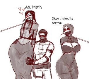 1girls 2boys bondage deviantart english_text female femboy gay genderswap_(mtf) humanized humanized_scp humanoid male otoko_no_ko plague_doctor rule_63 scp-049 scp-049_(sofbestart) scp_foundation scp_guard sofbestart text yaoi