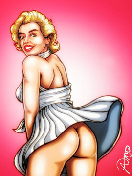 1950s 2d 50s breasts bronxboy79 busty celebrity exhibitionism exposed female female_focus female_only hourglass_figure marilyn_monroe nude nude_female nudity pinup pinup_pose signature tagme the_seven_year_itch wide_hips