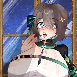 1girls big_breasts breasts brown_eyes brown_hair cleavage female former_idol_corp_member green_eyes heterochromia idol_corp idol_es latam_virtual_youtuber male meica open_mouth penis penis_awe penis_shadow satzuk virtual_youtuber vtuber younger_female
