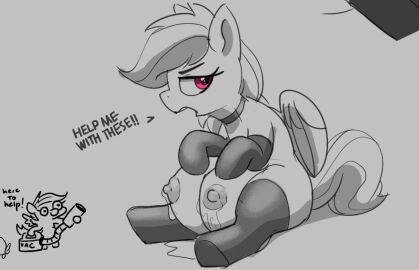 2024 big_crotchboobs bodily_fluids breasts choker cleaning_tool color crotchboobs dialogue english_text equid equine eyebrows eyelashes female feral friendship_is_magic hair hasbro hi_res highs jewelry lactating lactation legwear mammal my_little_pony mythological_creature mythological_equine mythology necklace nipples open_mouth pabbley pegasus purple_eyes quadruped rainbow_dash_(mlp) sitting spot stockings tail text thigh vacuum_cleaner wings