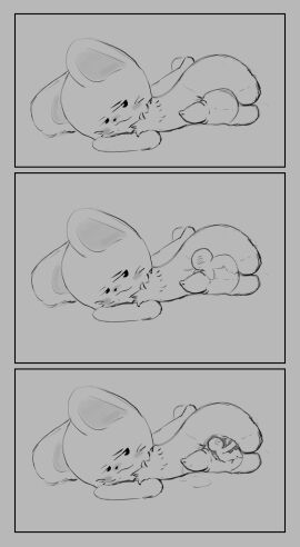 anthro badartist balls cock_vore digest digestion digestion_noises dominant feral genitals hair hair_bun hi_res human lagomorph leporid male mammal masturbation micro penile penis rabbit size_difference sloshing_balls smaller_male solo vore willing_prey