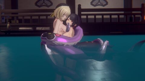 ellen_joe hot_spring nude shark tagme tentacle video yidhari_murphy yuri zenless_zone_zero