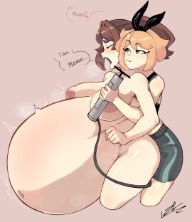 air_inflation belly_bulge belly_expansion belly_inflation big_belly female horny inflation inflation_fetish mary_(zero_gld) sophy_(zero_gld) yuri zero_gld