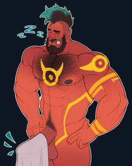 abs balls bara beard biceps big_balls big_penis boner bulge erection hairy_chest male male_nipples male_only male_pubic_hair mohawk mohawk_(hairstyle) muscular muscular_male nipples nude orc orc_male pecs penis pointy_ears pubic_hair red_body red_skin skayous solo solo_male tattoo teeth teeth_visible tusks yaoi