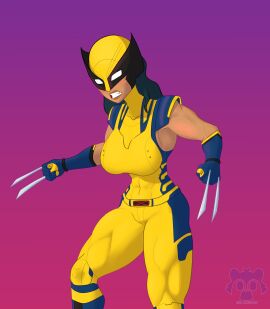 ass big_breasts black_hair breasts dark_skin evil_raccoon female laura_kinney long_hair marvel marvel_comics mask massive_breasts muscles muscular muscular_female superheroine thick thick_ass thick_thighs wolverine_(x-men) x-23 x-men
