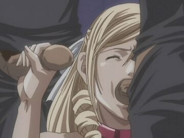 1girls 2boys animated blonde_hair closed_eyes cum cum_in_mouth discipline:record_of_a_crusade drill_hair ejaculation excessive_cum facial fellatio female hair_ribbon handjob infinite_cum long_hair loop looping_animation male morimoto_leona multiple_boys multiple_males oral penis uncensored