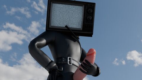 3d blender blender_cycles futa_only futanari intersex skibidi_toilet solo tv_head tv_woman_(skibidi_toilet)
