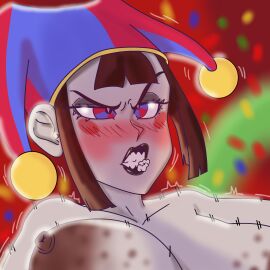 1girls ahe_gao ahegao_face areola areolae big_areola big_breast big_breasts big_nipples blush breasts circus clown clown_girl cum earrings erect_nipples eyebrows eyelashes eyewear female female_focus female_only gallushispanus_(artist) glitch_productions goth goth_girl heart heart-shaped_pupils imminent_sex large_breasts light-skinned_female light_skin looking_pleasured makeup naked nipples no_bra nude nude_female oral orgasm pomni pomni_(the_amazing_digital_circus) questionable_consent short_hair teeth the_amazing_digital_circus thick upper_body voluptuous white_body