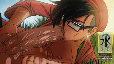 1boy 2022 abs animated aqua_regia_arts artist_name autofellatio big_penis black_hair cap cayenne_(aqua_regia_arts) dark-skinned_male dark_skin earrings fellatio foreskin gay glasses green_eyes inicka-iniers male nature oral original_character partially_retracted_foreskin penis pokemon retracted_foreskin skinny twink uncircumcised veiny_penis watermark
