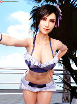 1girls 3d beach belly big_breasts bikini breasts darkbahamuth female final_fantasy final_fantasy_vii midriff pinup sfw tifa_lockhart