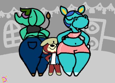 3_dog_band animal_crossing animated anthro ass ass_cleavage ass_crack ass_focus bertha_(animal_crossing) between_butts big_ass big_butt bottomwear butt_crack butt_focus butt_in_face butt_slam butt_smother canid canine canis closed_eyes clothing common_hippopotamus cosplay denim denim_bottomwear denim_clothing domestic_dog elephant elephantid facesitting fat_ass female furry group hippopotamid hotpants huge_ass huge_butt jeans klutzatdusk larger_female looking_pleasured male male/female mammal nintendo opal_(animal_crossing) pants proboscidean shaking_ass shaking_butt shep_(animal_crossing) shirt shorts sitting_on_another size_difference slightly_chubby slightly_chubby_female smothering tank_top thick_thighs tight_clothing topwear trio twerking wide_hips