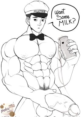 1boy balls bara big_balls big_penis erection francis_mosses male male_nipples male_only milkman mokacake muscular muscular_male nipples nude penis solo solo_focus solo_male that's_not_my_neighbor yaoi