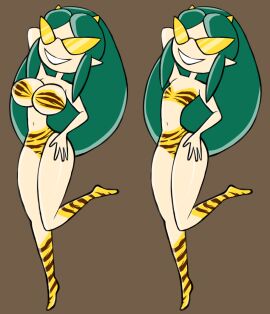 alien alien_girl armpits ass bimbo bimbo_body bimbofication bimbofied body_modification breasts chirichirijuso demon demon_girl demon_horns dollification female flat_chest flat_chested implied_transformation knick_knack lum lum_invader oni oni_female oni_horns permanent_smile smile sunglasses sunnification sunny_miami thick_thighs thin_waist tinted_eyewear transformation urusei_yatsura wide_hips