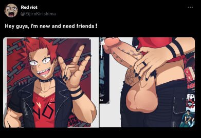 1boy big_dick big_penis boku_no_hero_academia dick eijirou_kirishima gay kirishima_eijirou male my_hero_academia penis pierced_genitals piercings punk red_eyes red_hair sleepy_kawaii_snail solo tattoos yaoi
