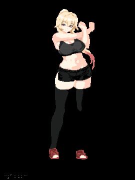 animated ass_expansion belly_expansion breast_expansion indulgences pixel_art rebecca_(indulgences) tight_clothing