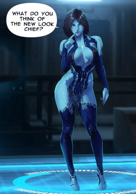 1girls 2d 2d_(artwork) amenoosa big_breasts blue_body blue_hair blue_skin bob_cut breasts cortana curvaceous curvy curvy_figure dialogue female halo_(game) halo_(series) high_resolution highres pose posing posing_for_the_viewer pov sci-fi science_fiction solo solo_female talking_to_viewer thick_thighs thighs