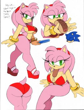 amy_rose ass big_ass big_butt bikini bikini_bottom bikini_top breasts chili_dog color eating eating_food english english_text female female_focus green_eyes hairband high_heels hot_dog hotdog no_background omegasunburst pink_fur platform_heels popsicle red_bikini red_bikini_bottom red_bikini_top sega sketch sonic_(series) sonic_the_hedgehog sonic_the_hedgehog_(series) voluptuous voluptuous_female wedge_heels white_background