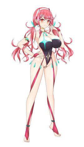 1girls absurdres alternate_costume areola_slip bikini breasts chest_jewel cleavage feichu_keju female headpiece highres large_breasts micro_bikini paid_reward_available pyra pyra_(prototype)_(xenoblade) red_eyes red_hair simple_background solo swimsuit twintails white_background white_female xenoblade_(series) xenoblade_chronicles_2