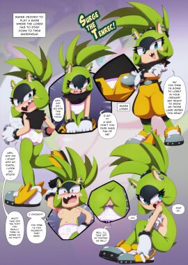 anthro ass blush bottomwear childish_panties clothing colored_edge_panties embarrassed english_text euf-dreamer female genitals hi_res idw_publishing naked_footwear nipples nude panties pattern_bottomwear pattern_clothing pattern_panties pattern_underwear pink_clothing pink_underwear print_clothing print_panties print_underwear pussy sega solo sonic_(series) sonic_the_hedgehog_(comics) sonic_the_hedgehog_(idw) sonic_the_hedgehog_(series) surge_the_tenrec text underwear undressing white_clothing white_panties white_underwear