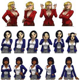 big_breasts blonde_hair dark-skinned_female dark_skin english_teacher escape_from_zombie_u female female_protagonist glasses human looking_at_viewer mayorto melody_farrington misty_karansa student student_and_teacher teacher thick_thighs vanessa_eagler video_games