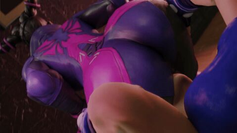 2girls 3d 3d_animation animated animated_image armband armbands ass ass_on_face ass_shake ass_smothering ass_worship big_ass black_hair breasts bubble_ass bubble_butt chun-li clothed clothed_breasts clothed_female facesitting facing_away female female_focus female_only hair_bun hair_buns hands_on_ass juri_han kishi leather_clothing no_penetration no_sex smothering street_fighter tongue tongue_out