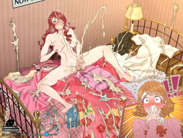 censored cum_everywhere cum_on_clothes excessive_cum futanari intersex lemonfiti masturbation mitsuru_kirijo persona persona_3 yukari_takeba