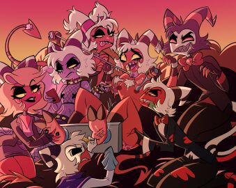 2_toes alternate_costume alternate_universe alternative_fashion ass bite black_hair black_lipstick blonde_hair bodily_fluids body_writing bondage bondage_gear bottomwear bound bow_tie butt_grab chest_tuft choker clothing crying_laughing cuff_(restraint) cuffed_wrists digitigrade dominant dominant_female electric_toothbrush feet female femboy fingerless_gloves fishnet_clothing food food_fetish food_play foot_fetish freckles gloves goth grope group hair hand_on_butt handwear hellaverse helluva_boss hi_res himejoshimaster hooves horn humanoid imp jewelry kidnapping kiss_mark laugh leash lipstick makeup male markings miniskirt moxxie_(helluva_boss) moxxine_(helluva_boss) multiverse necklace nipple_fetish nipple_play overstimulation pasties purple_body purple_skin red_eyes restraints ringed_eyes running_makeup selfcest skirt spade_tail square_crossover stocks striped_markings striped_tail stripes struggling submissive submissive_male sweat sweatdrop tail tail_markings tears teasing temperature_play tickle_fetish tickle_torture tickling tickling_feet tickling_nipples toes tongue tongue_out torn_clothing tuft white_body white_hair white_skin yellow_eyes