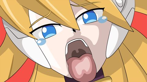 animated animated_gif blonde_hair blue_eyes bukkake ciel_(mega_man) cum cum_shot cumshot female mega_man mega_man_zero murakami_teruaki murakami_teruaki_(style) open_mouth tagme taimanin_asagi tears tongue tongue_out