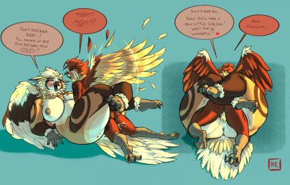 age_difference anthro anus avian balls big_breasts bird bodily_fluids breasts brown_body brown_feathers cum cum_in_pussy cum_inside cumshot dialogue duo ejaculation feathered_wings feathers female genital_fluids genitals hi_res honest_radish impregnation impregnation_request inbreeding larger_female larger_penetrated leg_wrap legs_around_partner male male/female mature_female mother_(lore) mother_and_child_(lore) mother_and_son_(lore) nipples non-mammal_breasts non-mammal_nipples older_female owl parent_(lore) parent_and_child_(lore) parent_and_son_(lore) penetration pussy size_difference slightly_chubby slightly_chubby_anthro slightly_chubby_female smaller_male son_(lore) son_penetrating_mother speech_bubble tan_body tan_feathers thick_thighs voluptuous_anthro voluptuous_female wings younger_male