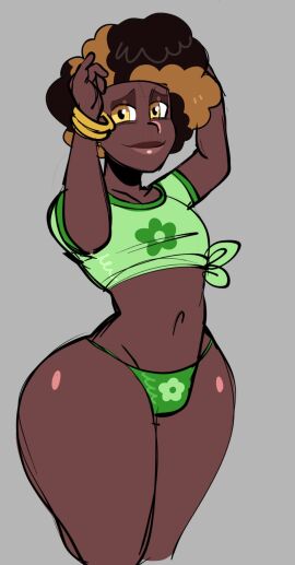 1boy bracelet brown_eyes brown_hair crop_top dark-skinned_femboy dark-skinned_male dark_skin femboy jamcassette male male_only multicolored_hair orange_hair original_character smile solo solo_male thick_thighs thighs thong two-tone_hair wide_hips