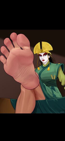 1girls athletic athletic_female avatar_legends avatar_the_last_airbender barefoot big_feet calves countershade_feet earth_kingdom feet female female_only foot_fetish foot_focus foot_up kyoshi long_toes looking_at_viewer meaty_soles presenting_foot soles solo solo_female source_request staerk tall_female the_avatar toes wrinkled_feet wrinkled_soles