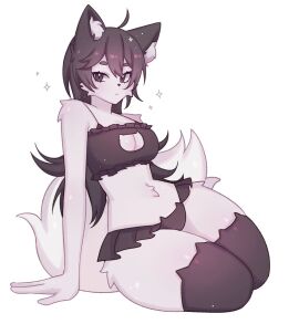 1girls boob_window breasts female female_only fluffy fluffy_tail fur furry rinniwinni solo thick_thighs